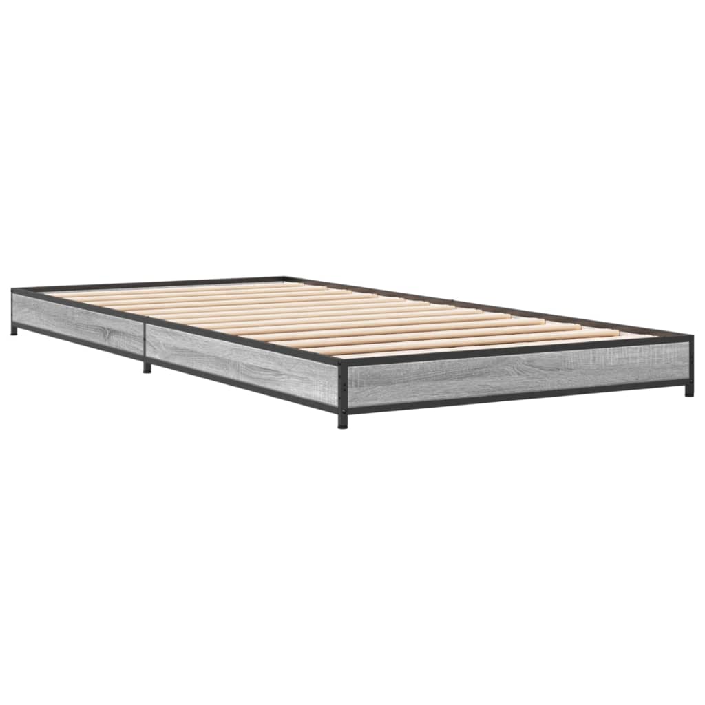 Okvir za krevet boja hrasta 75x190 cm konstruirano drvo i metal