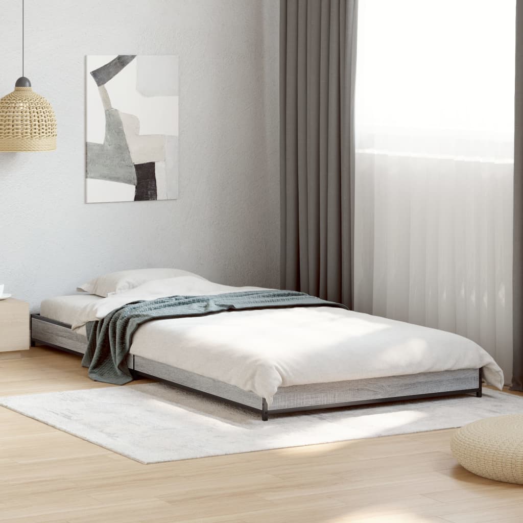 Okvir za krevet boja hrasta 75x190 cm konstruirano drvo i metal