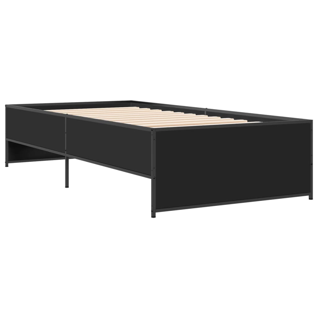 Okvir kreveta crni 90 x 200 cm konstruirano drvo i metal