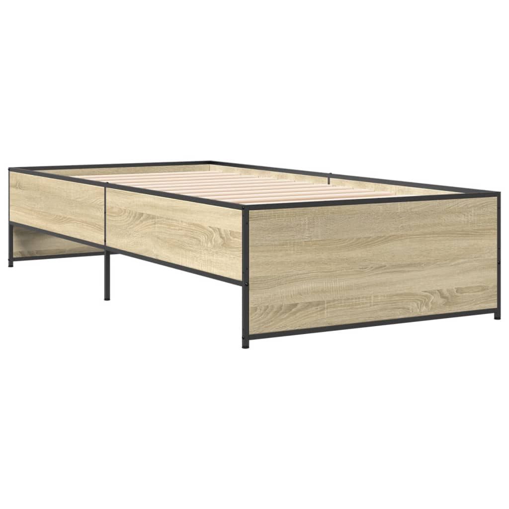Okvir za krevet boja hrasta 90x200 cm konstruirano drvo i metal