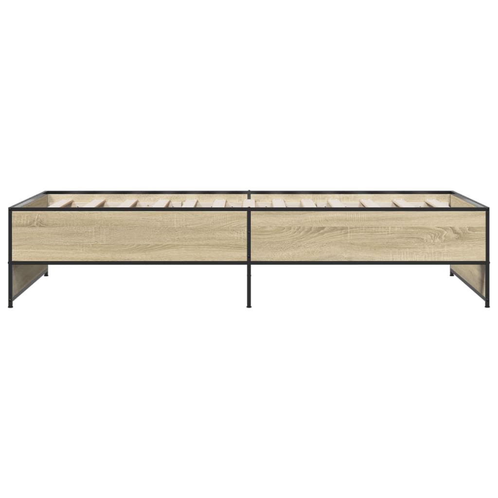 Okvir za krevet boja hrasta 90x200 cm konstruirano drvo i metal