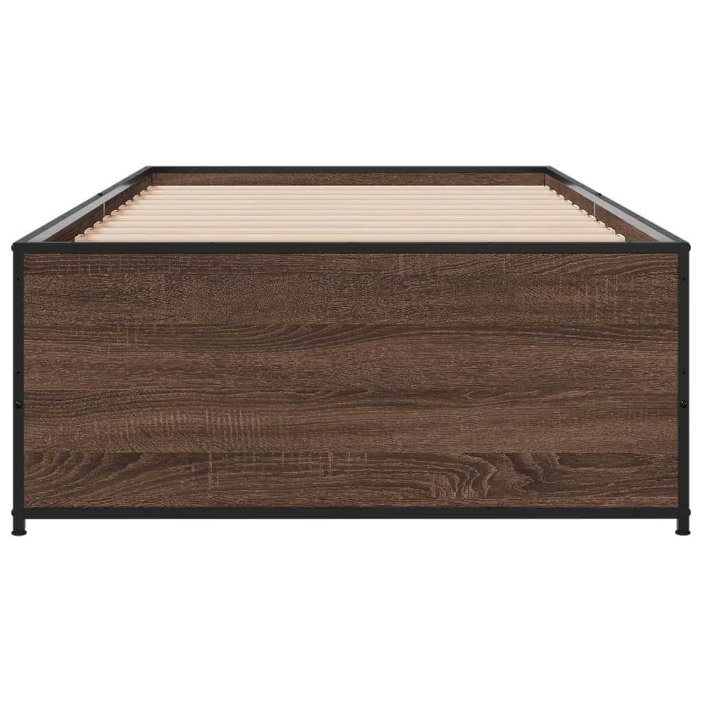 Okvir za krevet smeđi hrast 90x200 cm konstruirano drvo i metal