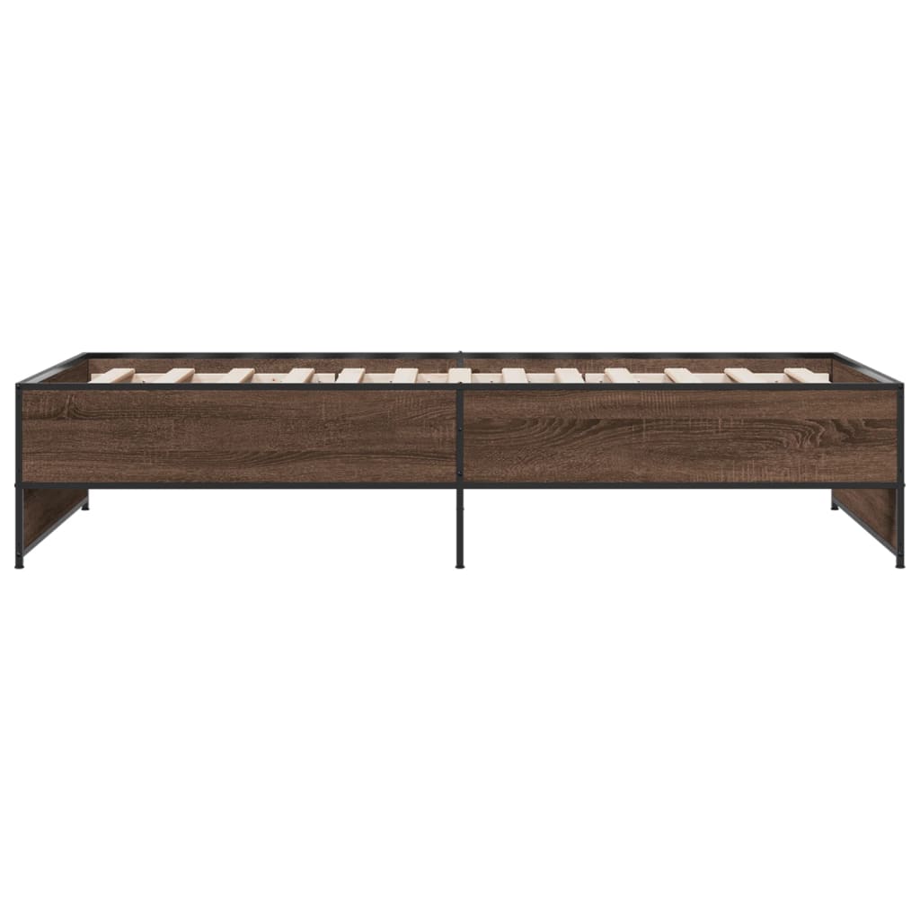 Okvir za krevet smeđi hrast 90x200 cm konstruirano drvo i metal