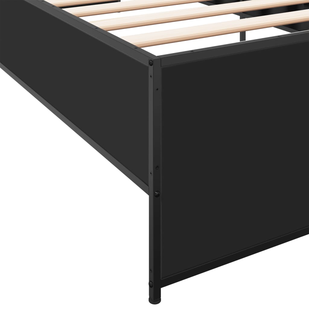 Okvir za krevet crni 90 x 190 cm od konstruiranog drvo i metal
