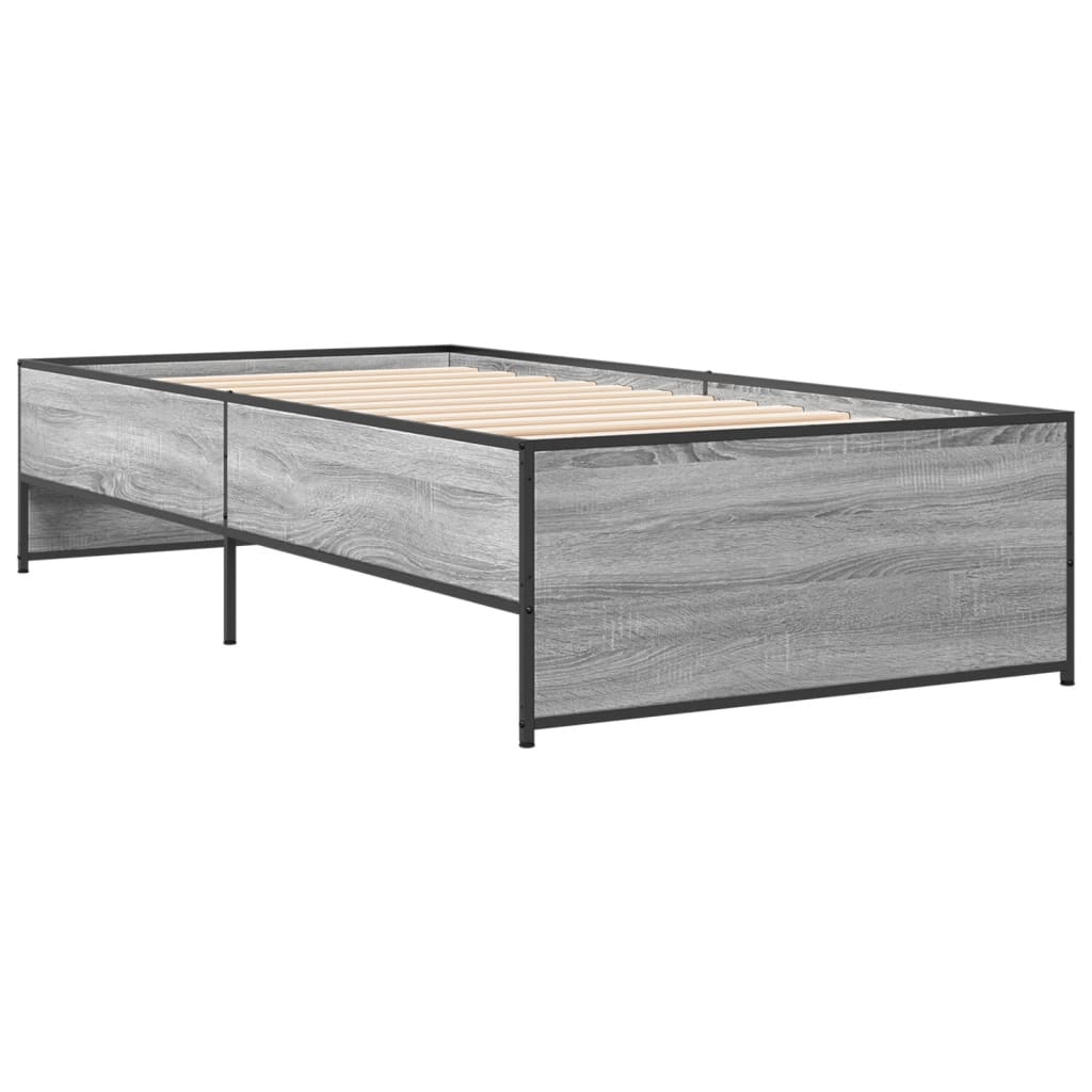 Okvir kreveta boja hrasta 90 x 190 cm konstruirano drvo i metal