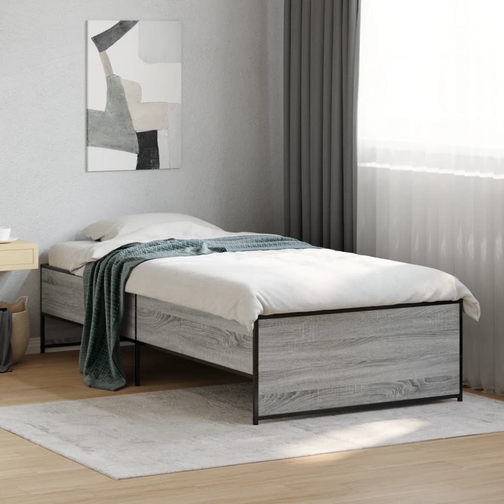 Okvir kreveta boja hrasta 90 x 190 cm konstruirano drvo i metal