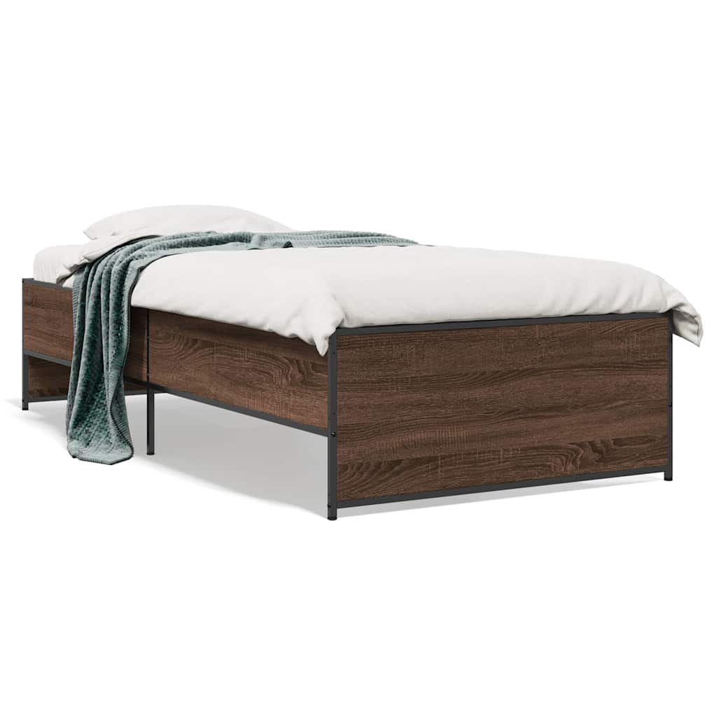 Okvir za krevet smeđi hrast 90x190 cm konstruirano drvo i metal