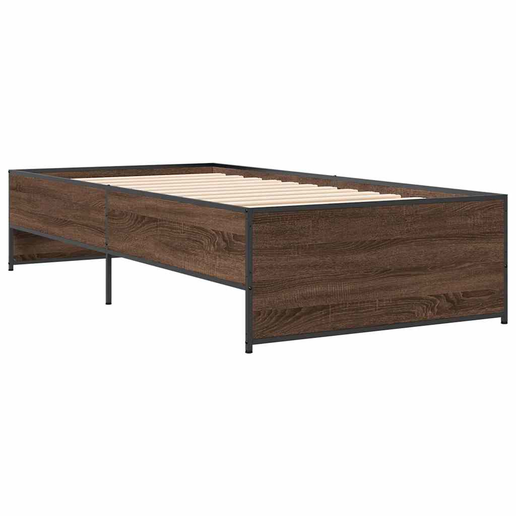 Okvir za krevet smeđi hrast 90x190 cm konstruirano drvo i metal