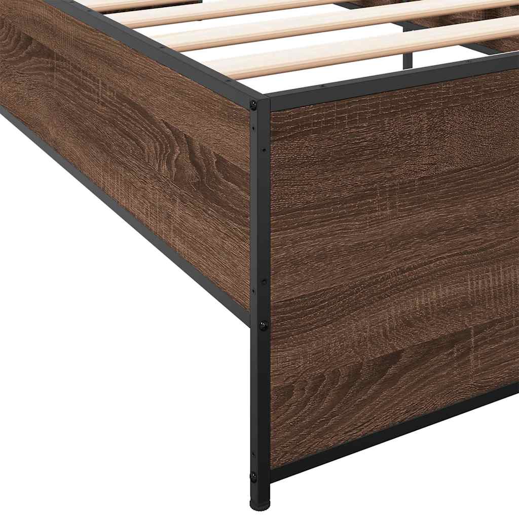 Okvir za krevet smeđi hrast 90x190 cm konstruirano drvo i metal
