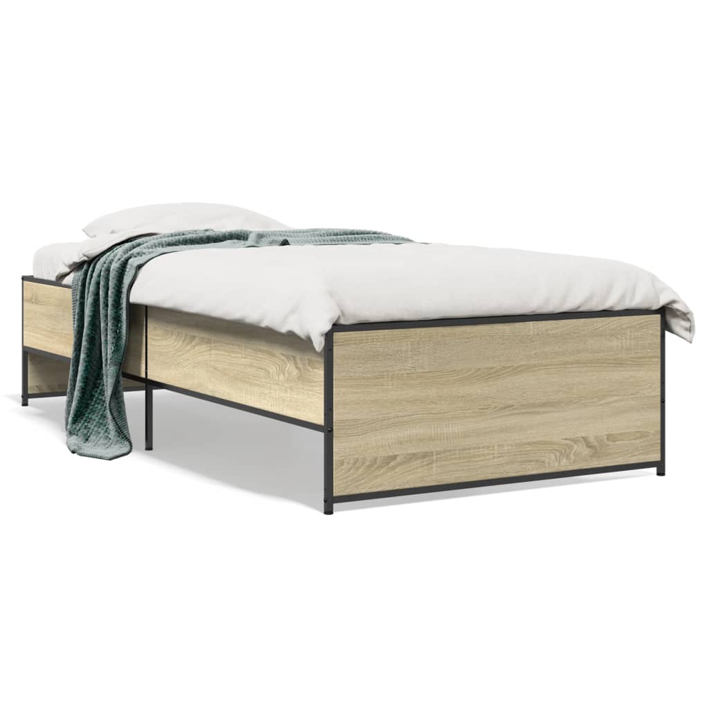 Okvir za krevet boja hrasta 75x190 cm konstruirano drvo i metal