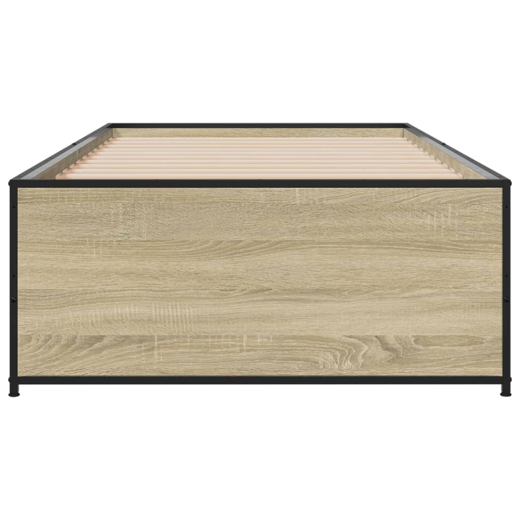 Okvir za krevet boja hrasta 75x190 cm konstruirano drvo i metal