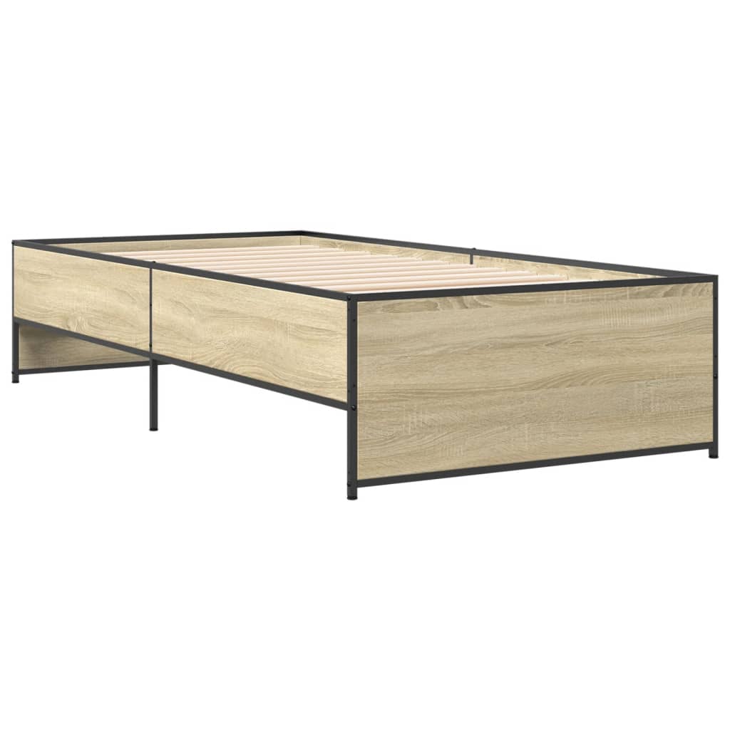 Okvir za krevet boja hrasta 75x190 cm konstruirano drvo i metal