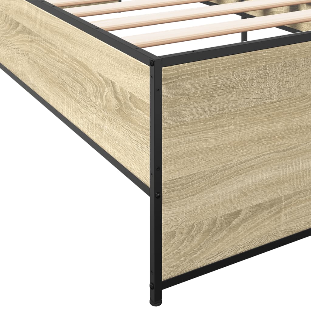 Okvir za krevet boja hrasta 75x190 cm konstruirano drvo i metal