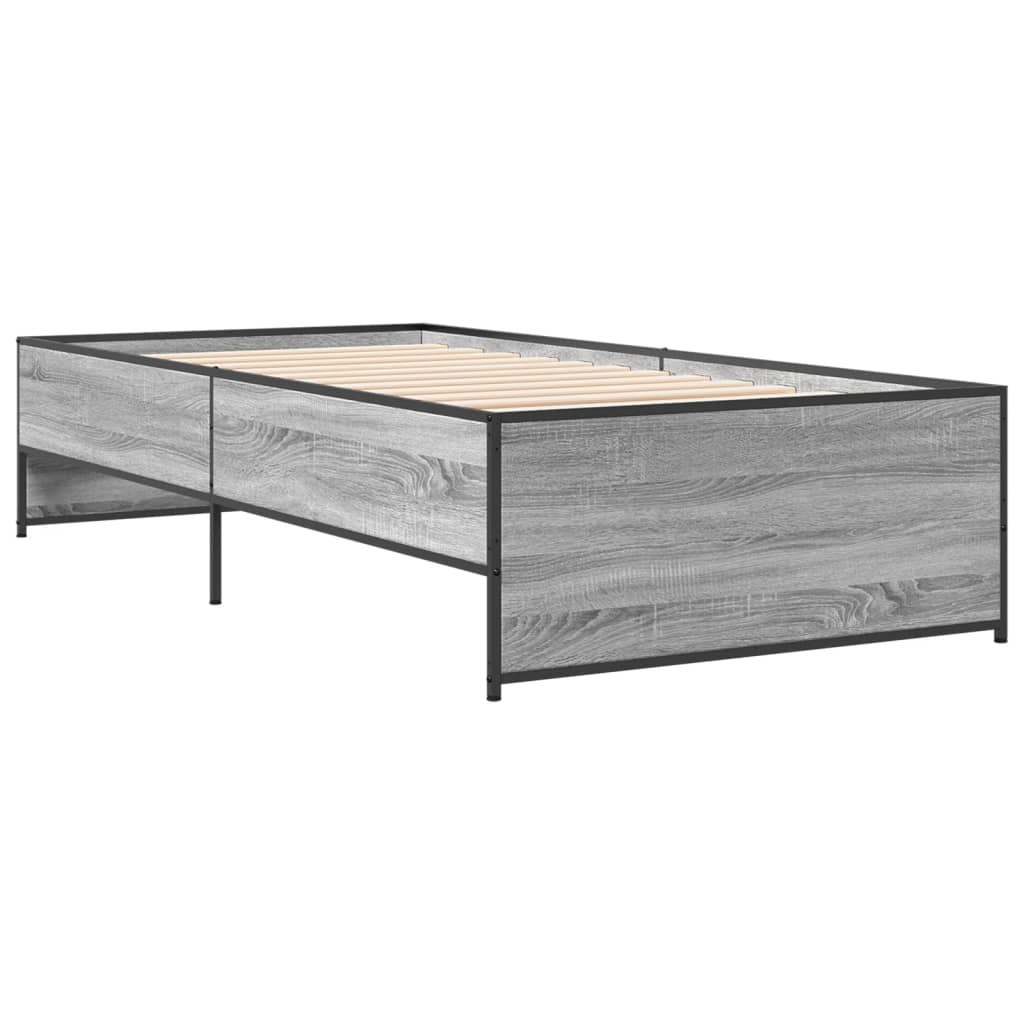 Okvir za krevet boja hrasta 75x190 cm konstruirano drvo i metal
