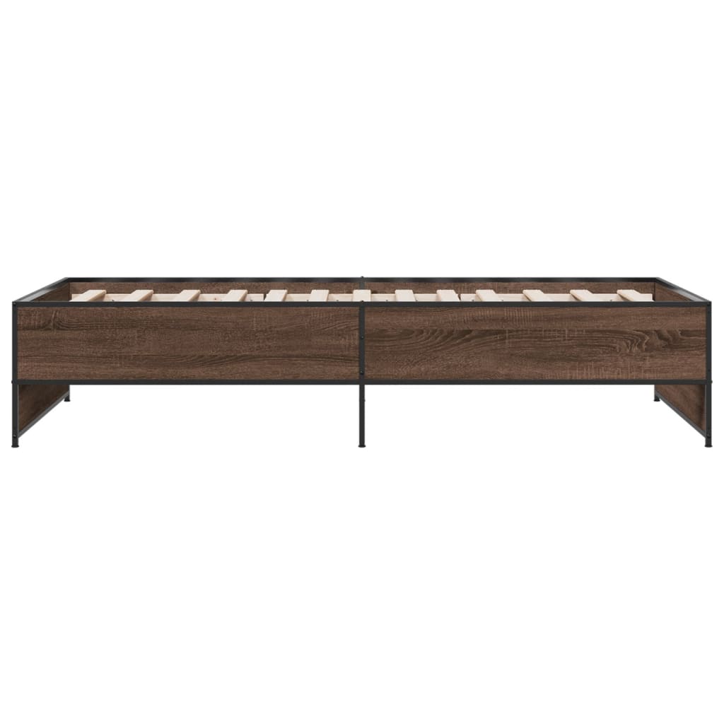 Okvir za krevet smeđi hrast 75x190 cm konstruirano drvo i metal