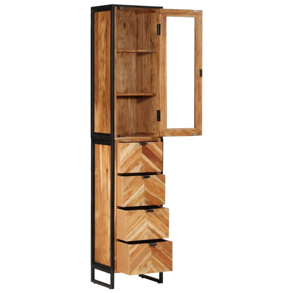 Kupaonski ormarić 40x27x190 cm željezo i masivno bagremovo drvo