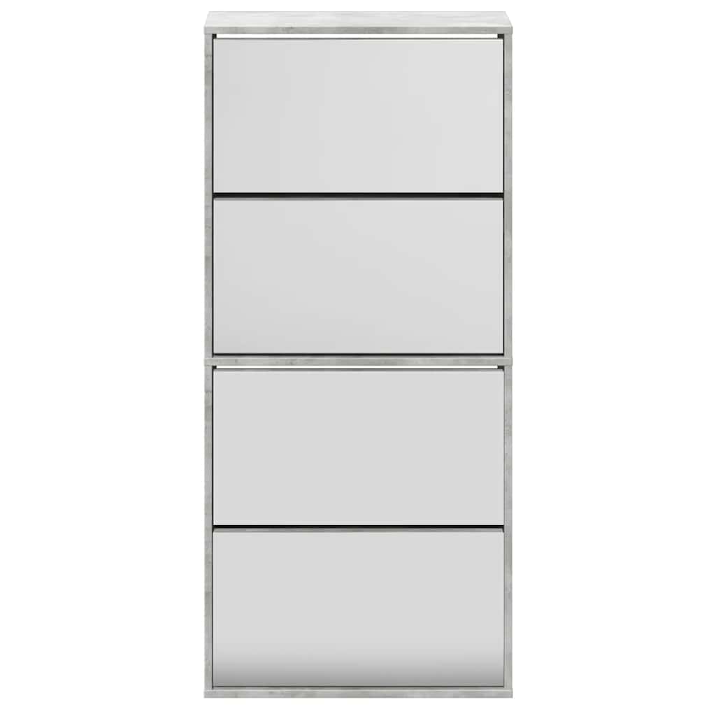 Ormarić za cipele s ogledalom 4 razine boja betona 63x17x134 cm