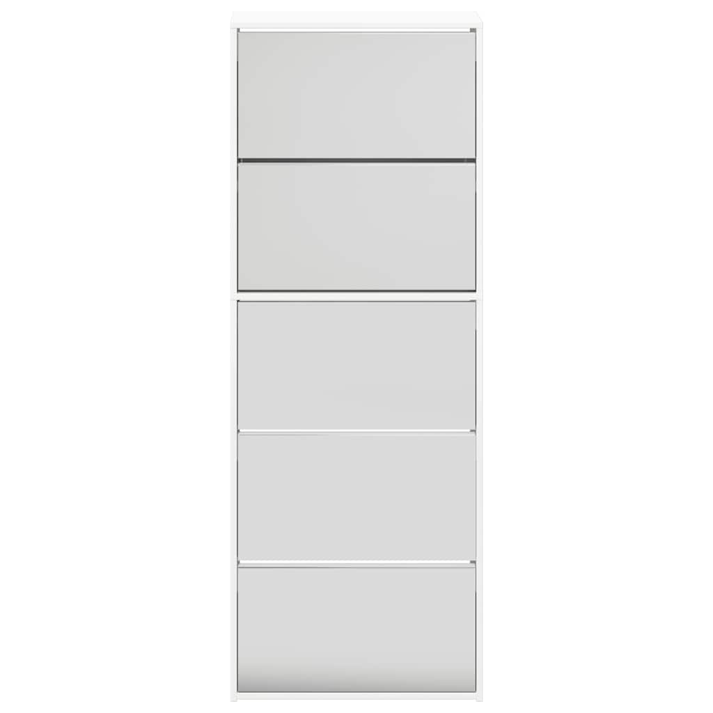 Ormarić za cipele s ogledalom i 5 razina bijeli 63x17x169,5 cm
