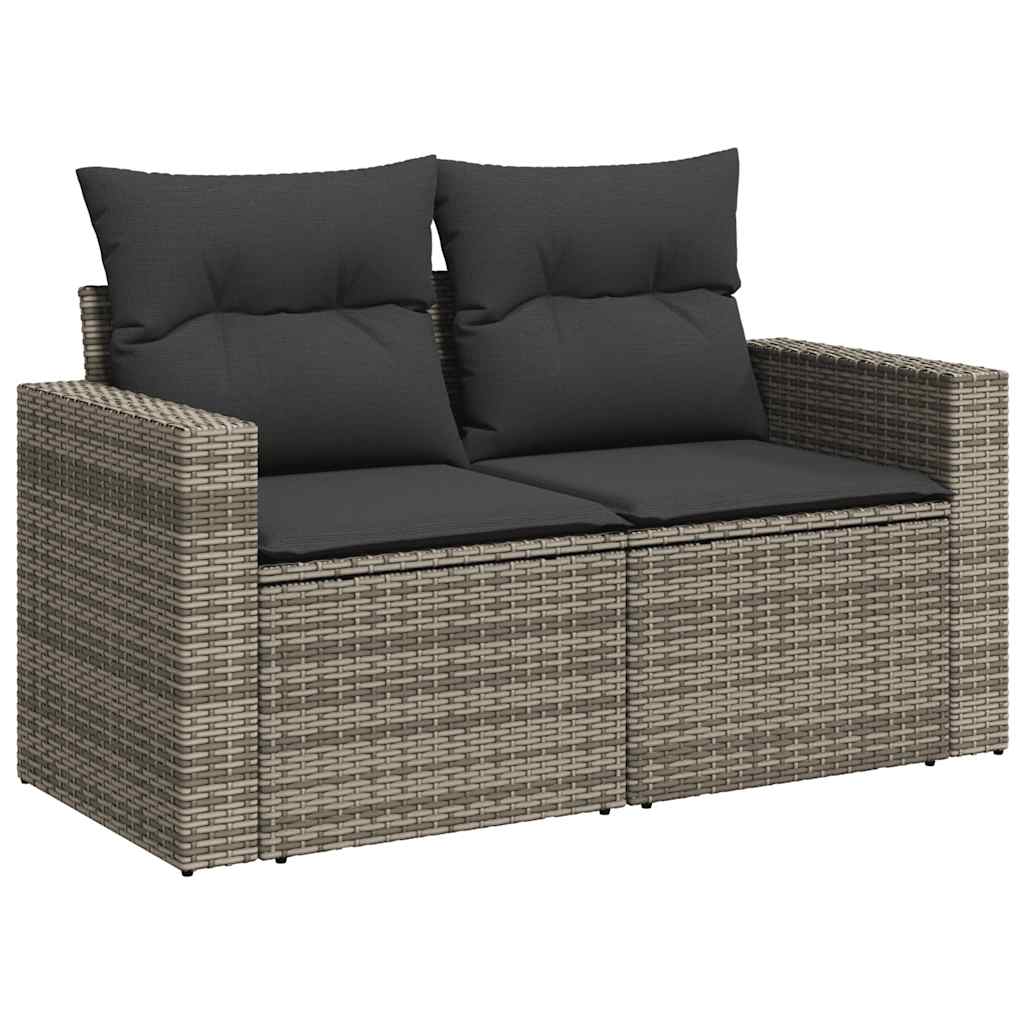 10-dijelni set vrtnih sofa poliratan s jastucima svijetlosivi