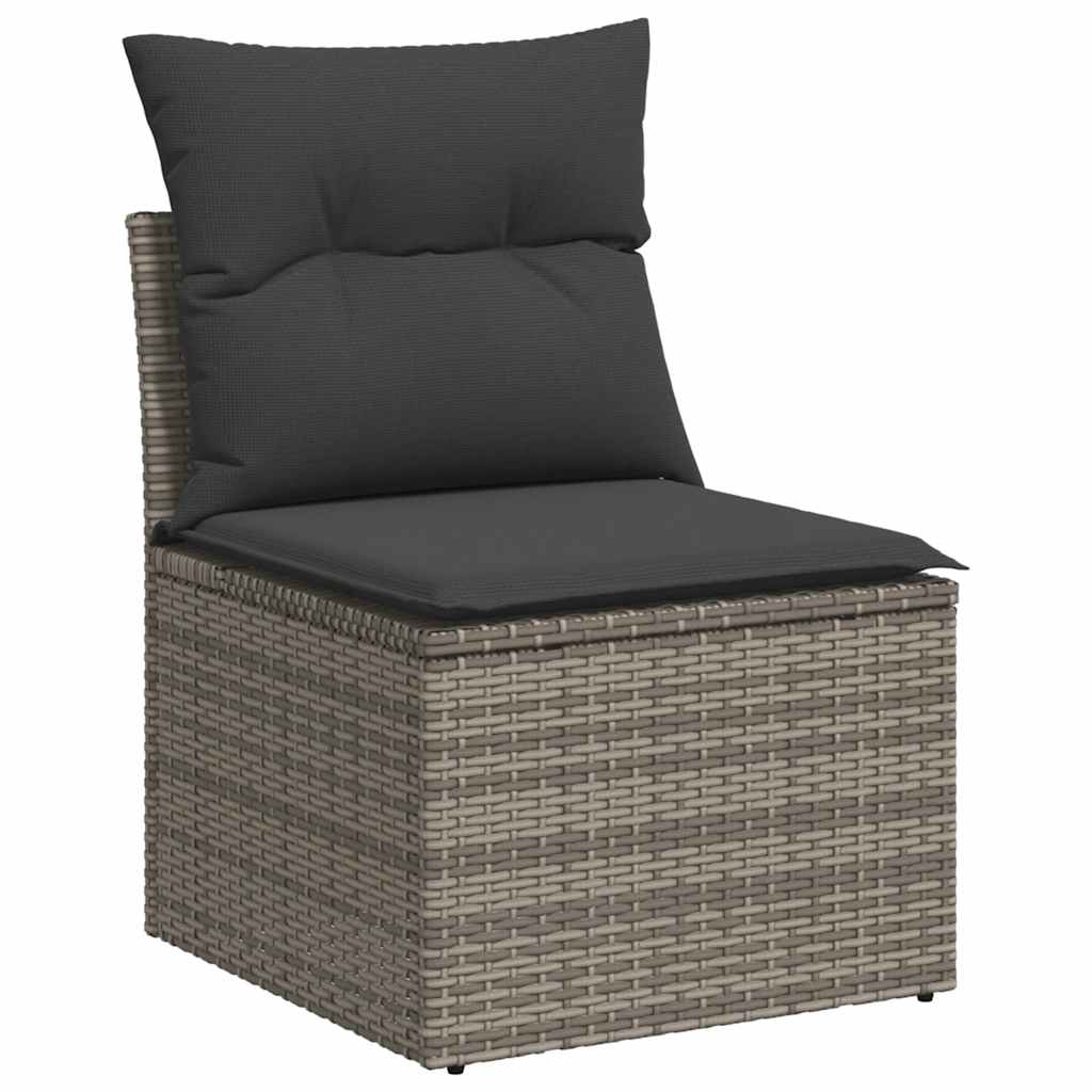 11-dijelni set vrtnih sofa poliratan s jastucima svijetlosivi