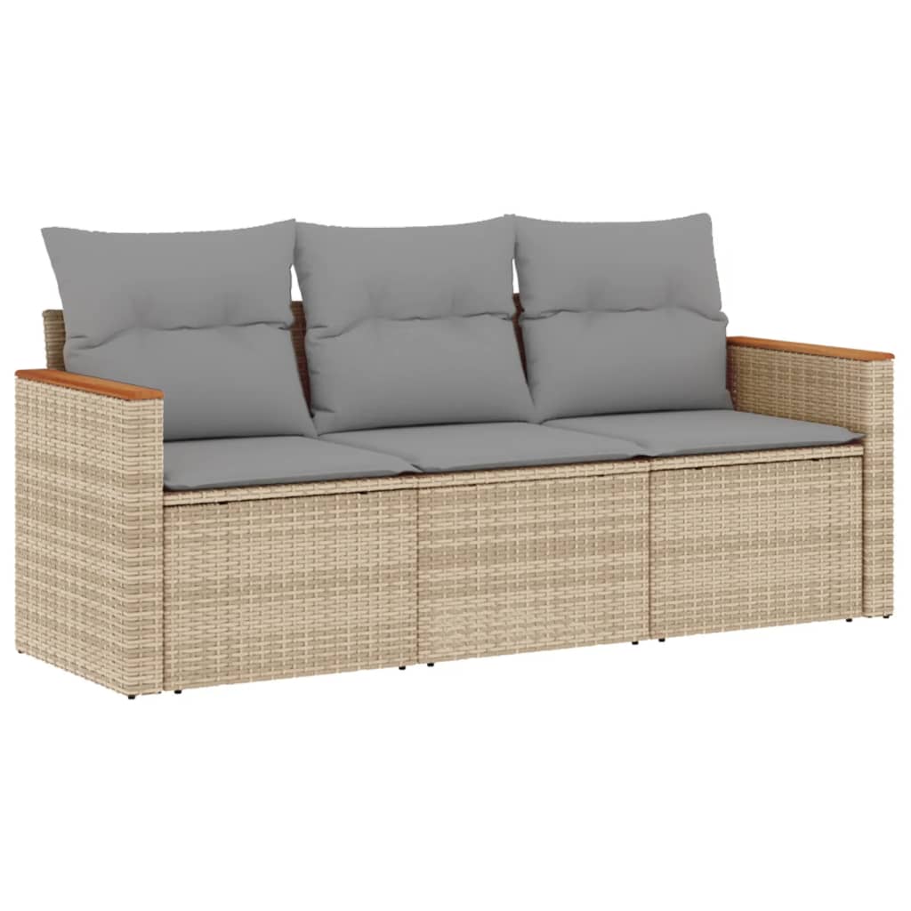3-dijelni set vrtnih sofa s jastucima bež od poliratana