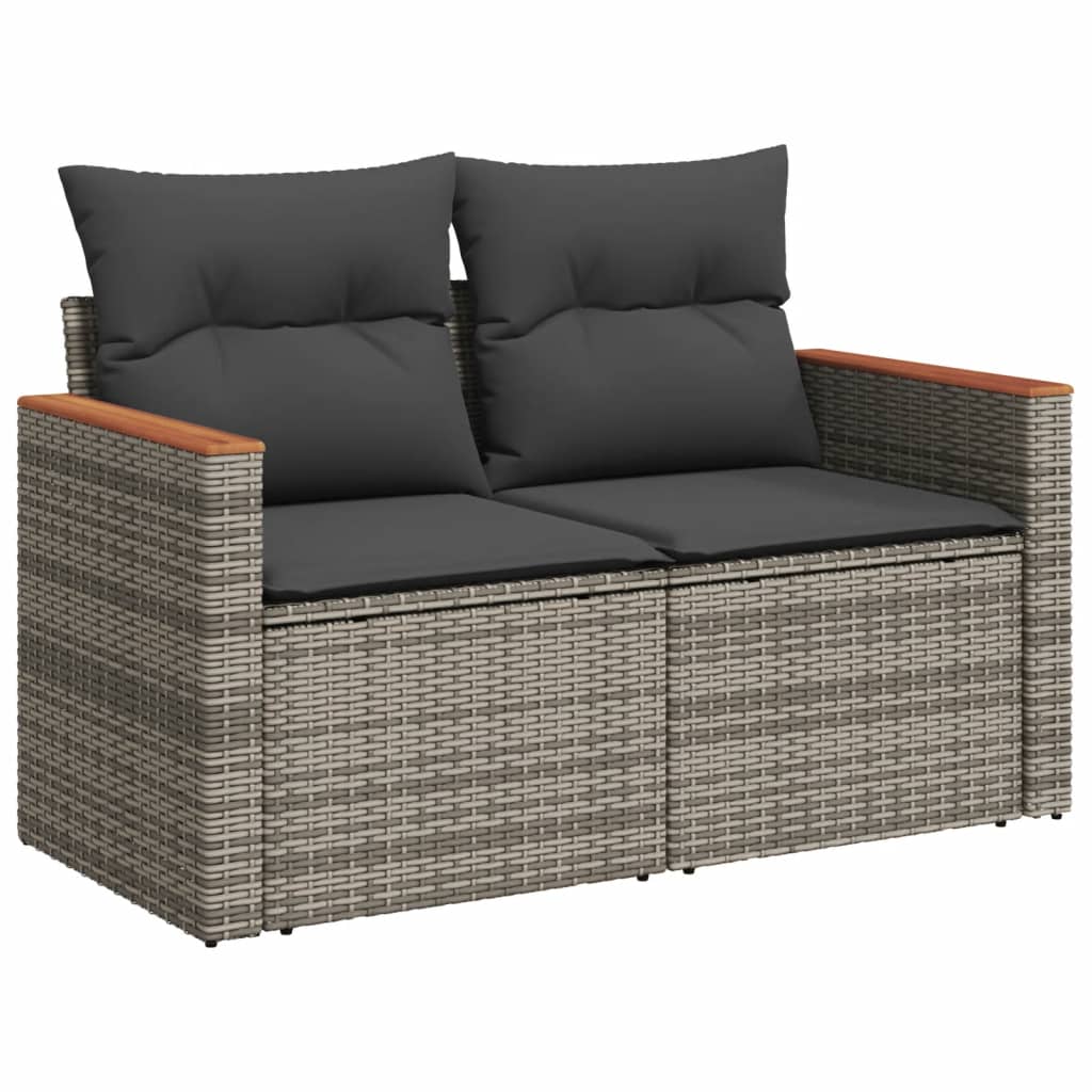 4-dijelni set vrtnih sofa od poliratana s jastucima sivi