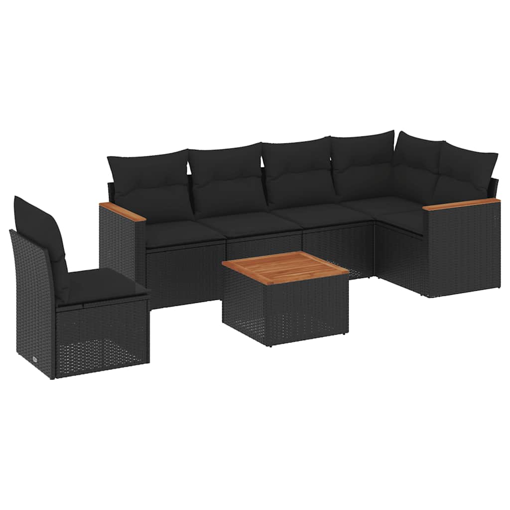7-dijelni set vrtnih sofa od poliratana s jastucima crni