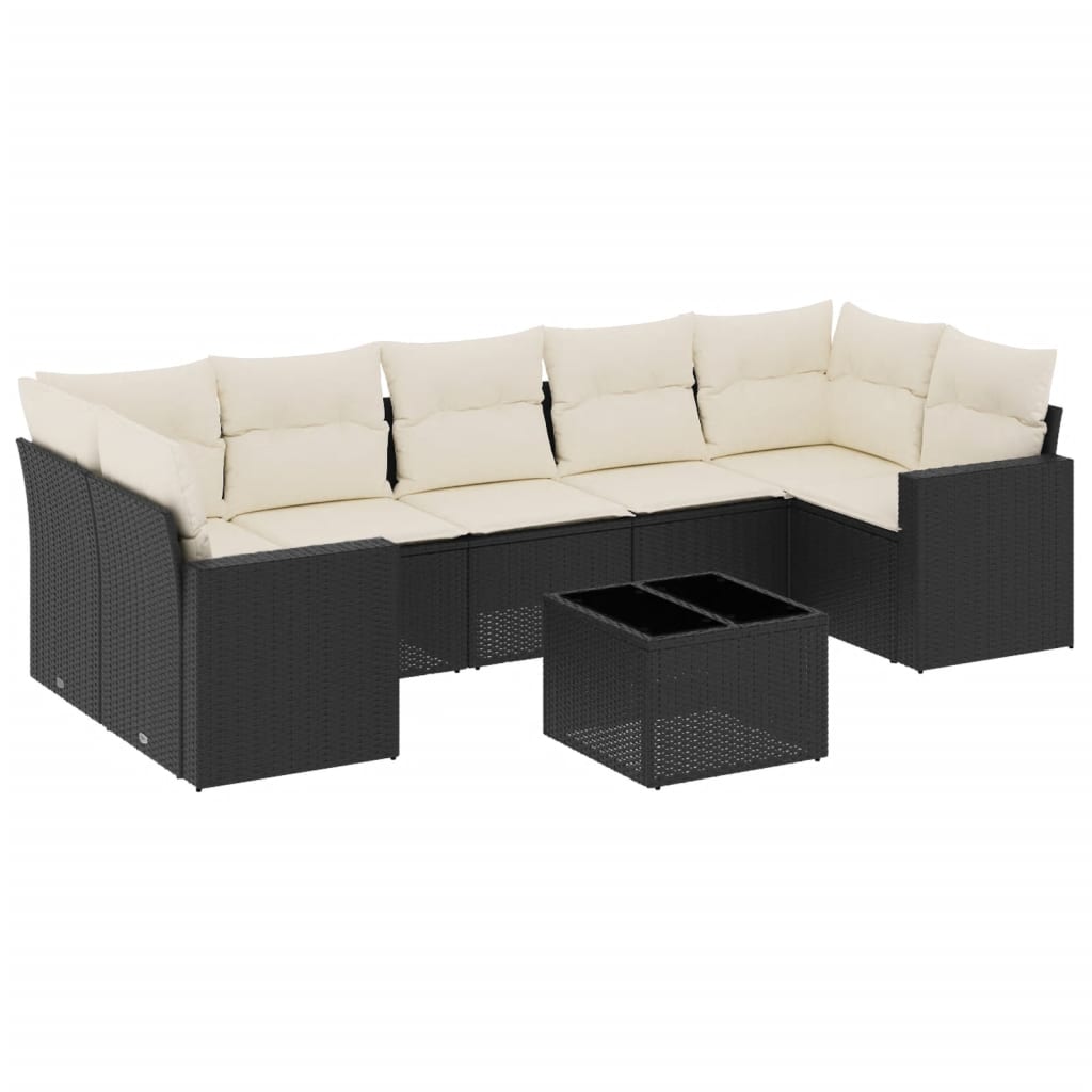 8-dijelni set vrtnih sofa od poliratana s jastucima crni