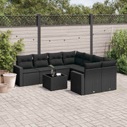 9-dijelni set vrtnih sofa s jastucima crni od poliratana