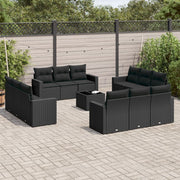 13-dijelni set vrtnih sofa s jastucima poliratan crni Crna