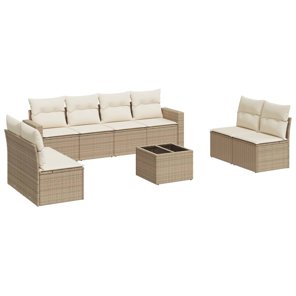 9-dijelni set vrtnih sofa s jastucima bež od poliratana