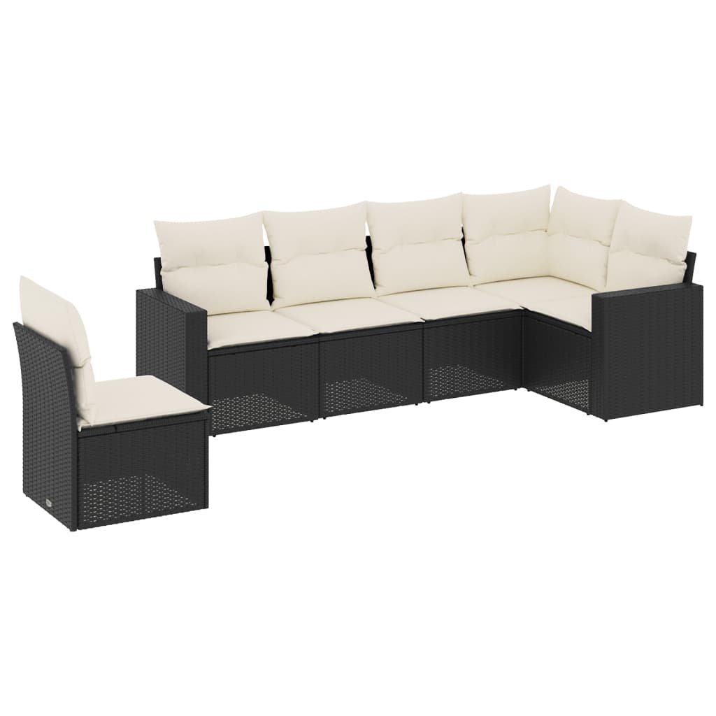 6-dijelni set vrtnih sofa s jastucima crni od poliratana