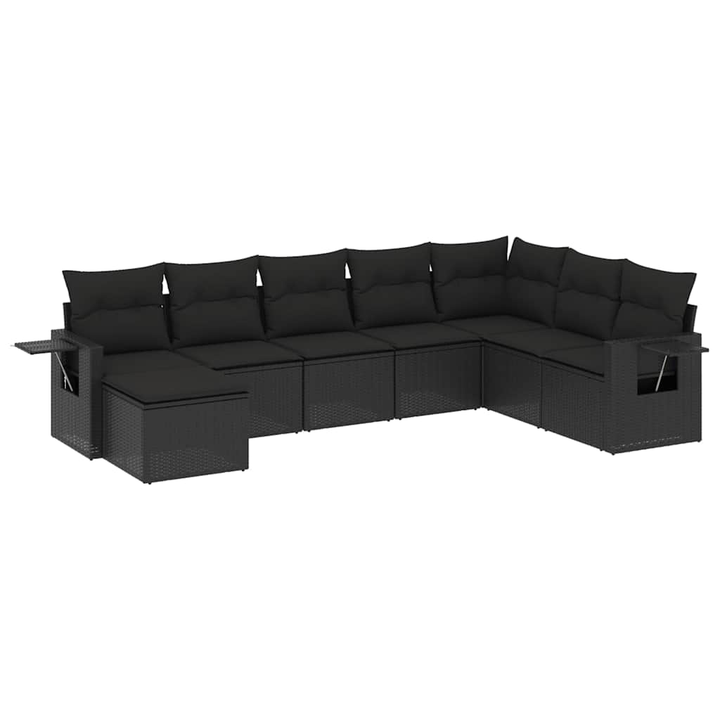 8-dijelni set vrtnih sofa od poliratana s jastucima crni