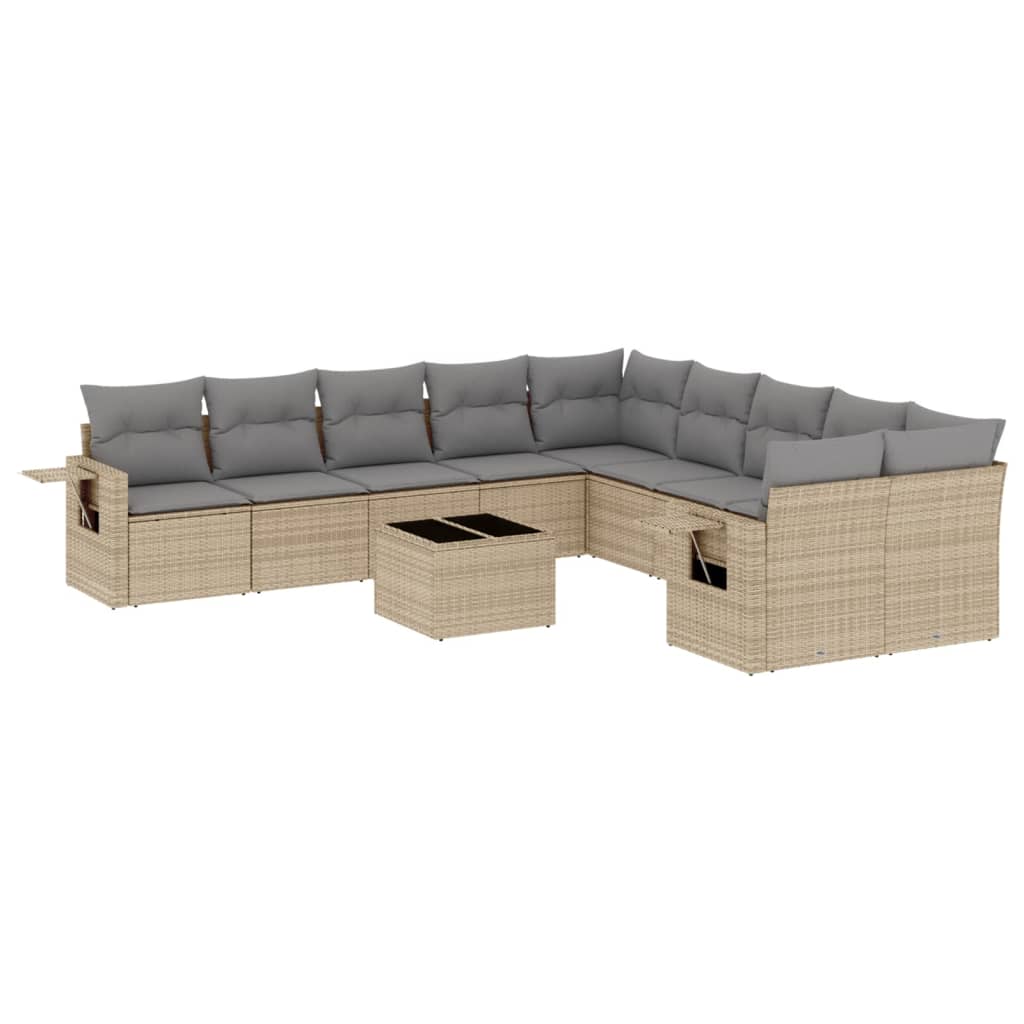 11-dijelni set vrtnih sofa od poliratana s jastucima bež