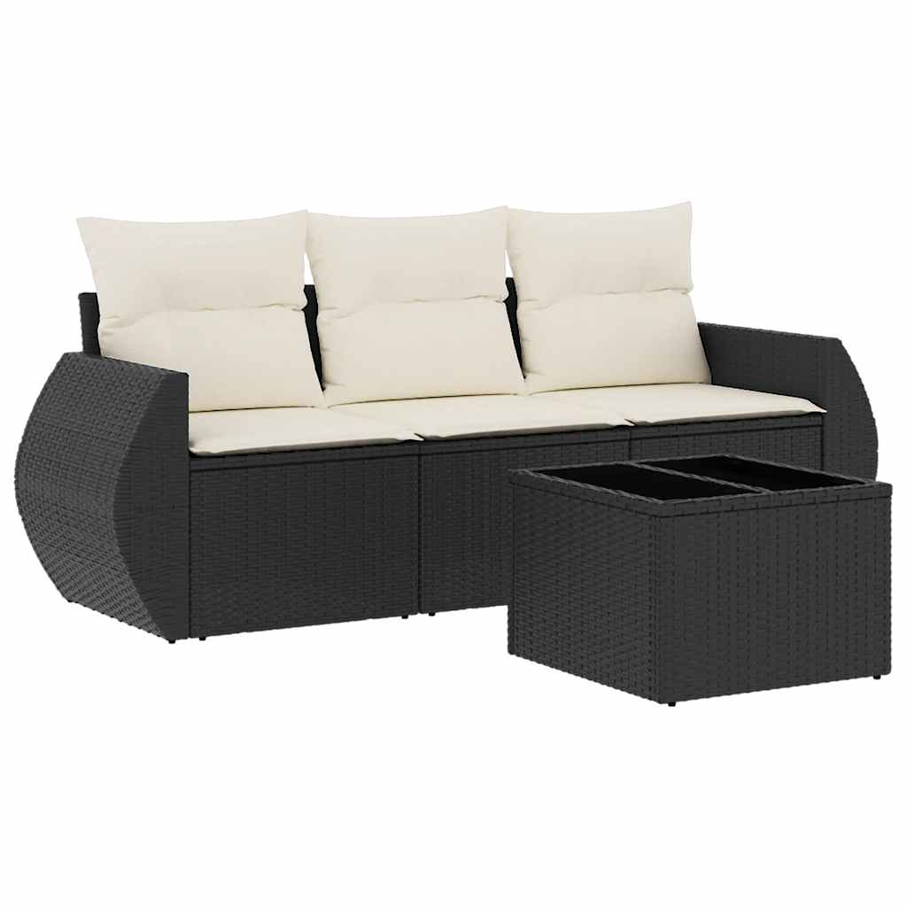 4-dijelni set vrtnih sofa od poliratana s jastucima crni
