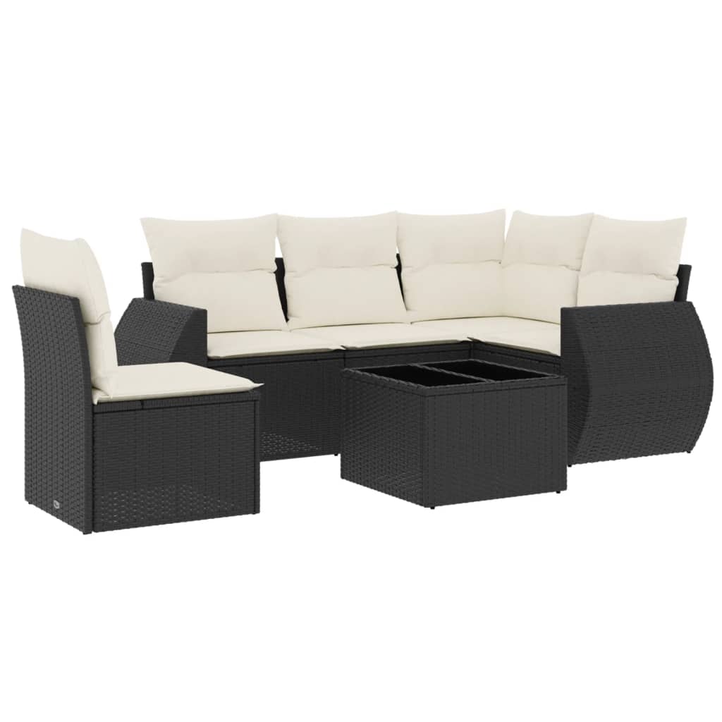 6-dijelni set vrtnih sofa s jastucima crni od poliratana