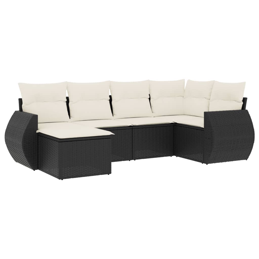 6-dijelni set vrtnih sofa s jastucima crni od poliratana