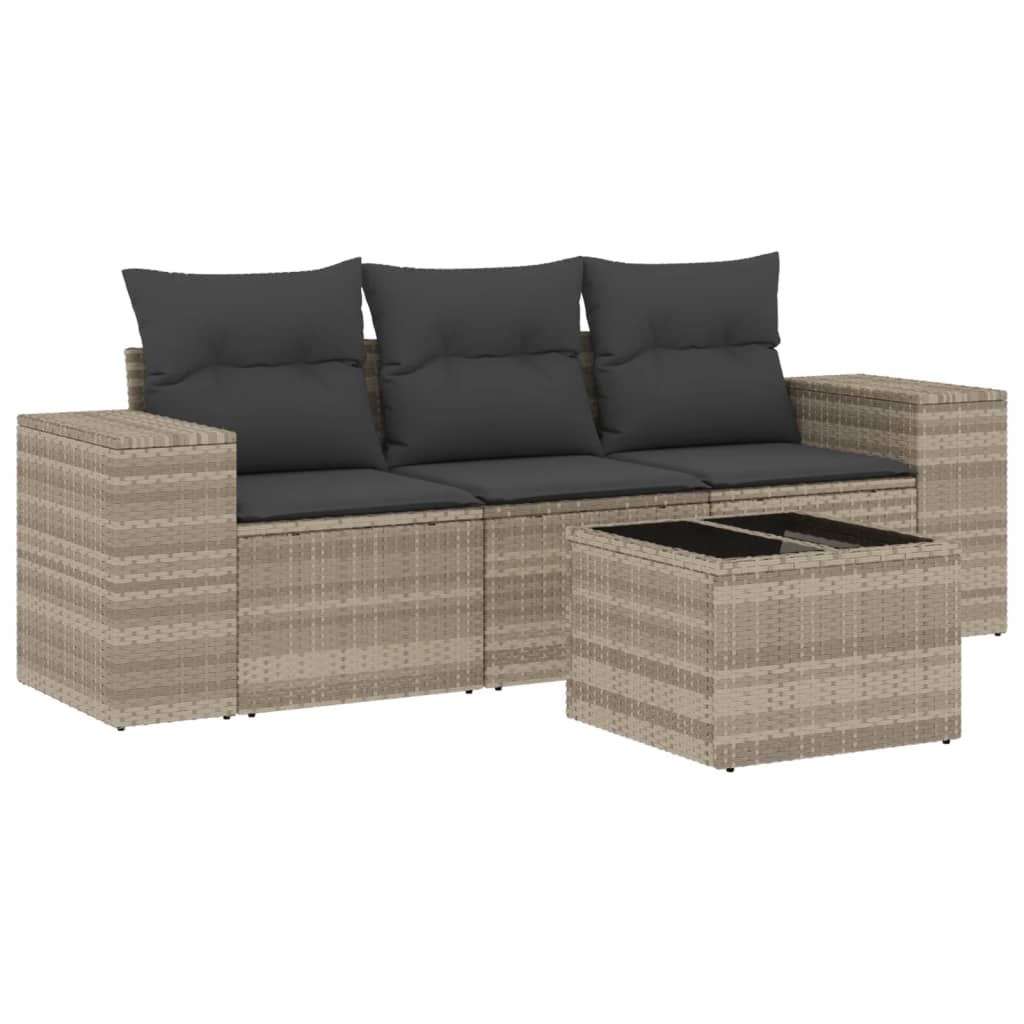 4-dijelni set vrtnih sofa s jastucima svijetlosivi poliratan
