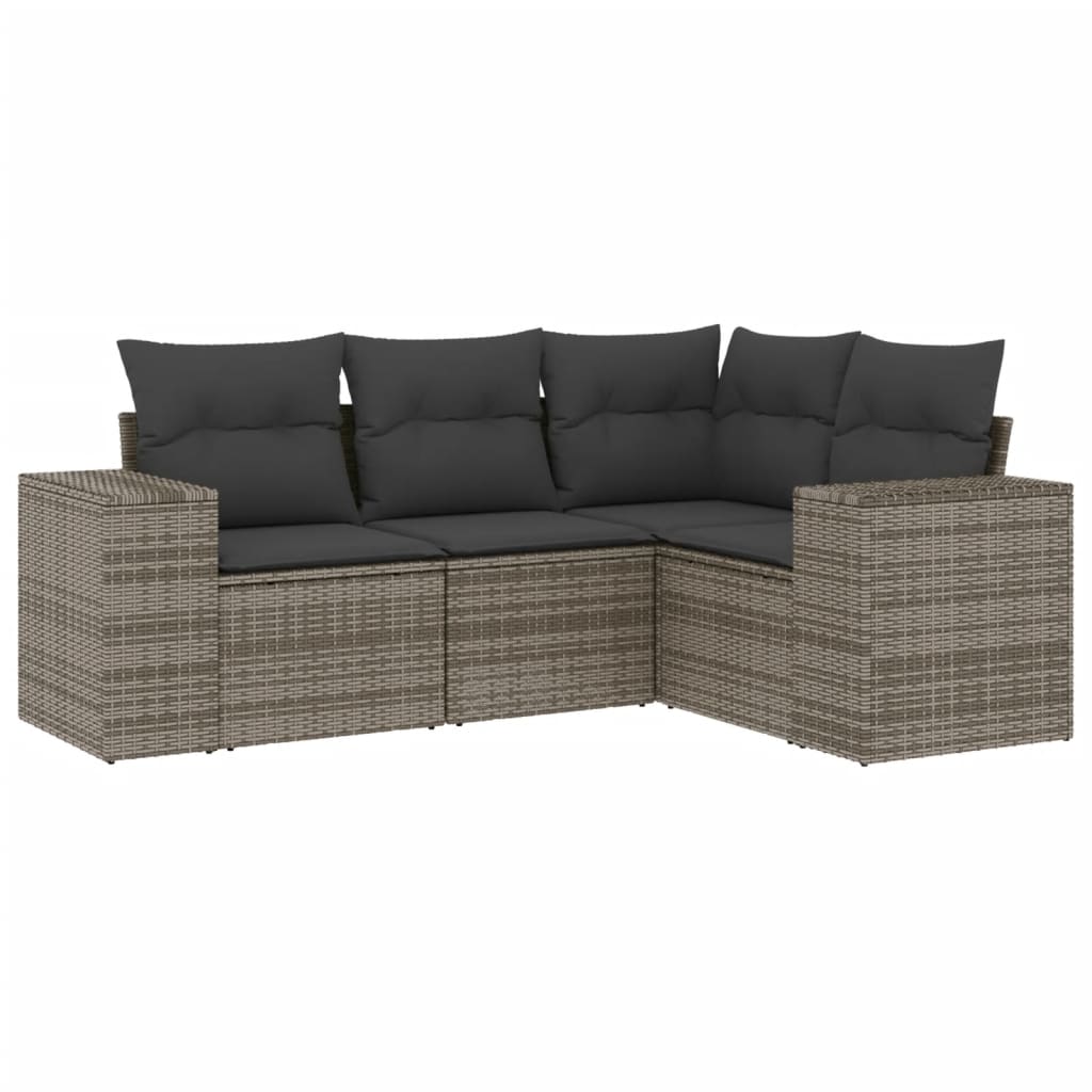 4-dijelni set vrtnih sofa od poliratana s jastucima sivi