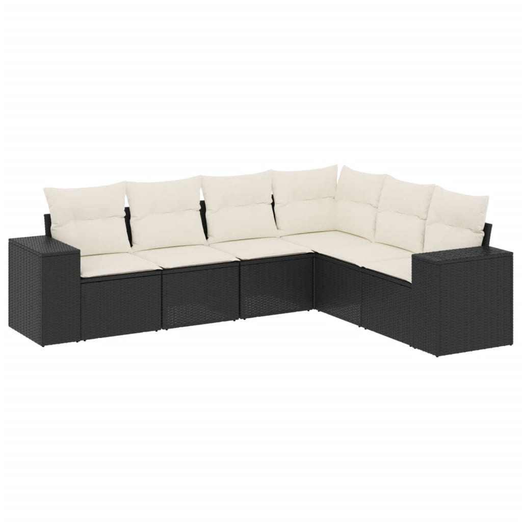 6-dijelni set vrtnih sofa s jastucima crni od poliratana