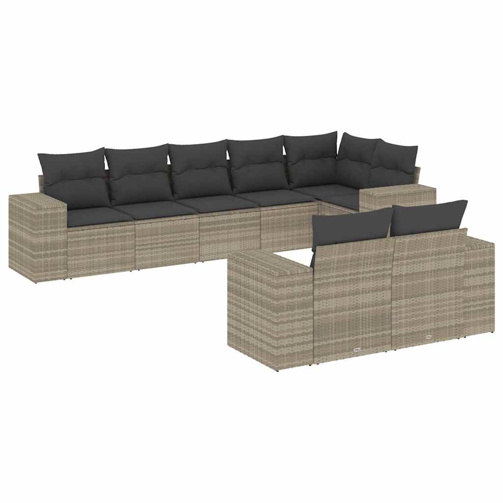 8-dijelni set vrtnih sofa od poliratana s jastucima svjetlosivi