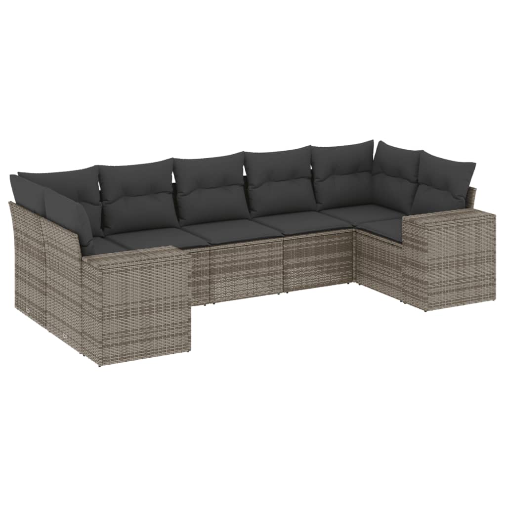 7-dijelni set vrtnih sofa sivi od poliratana