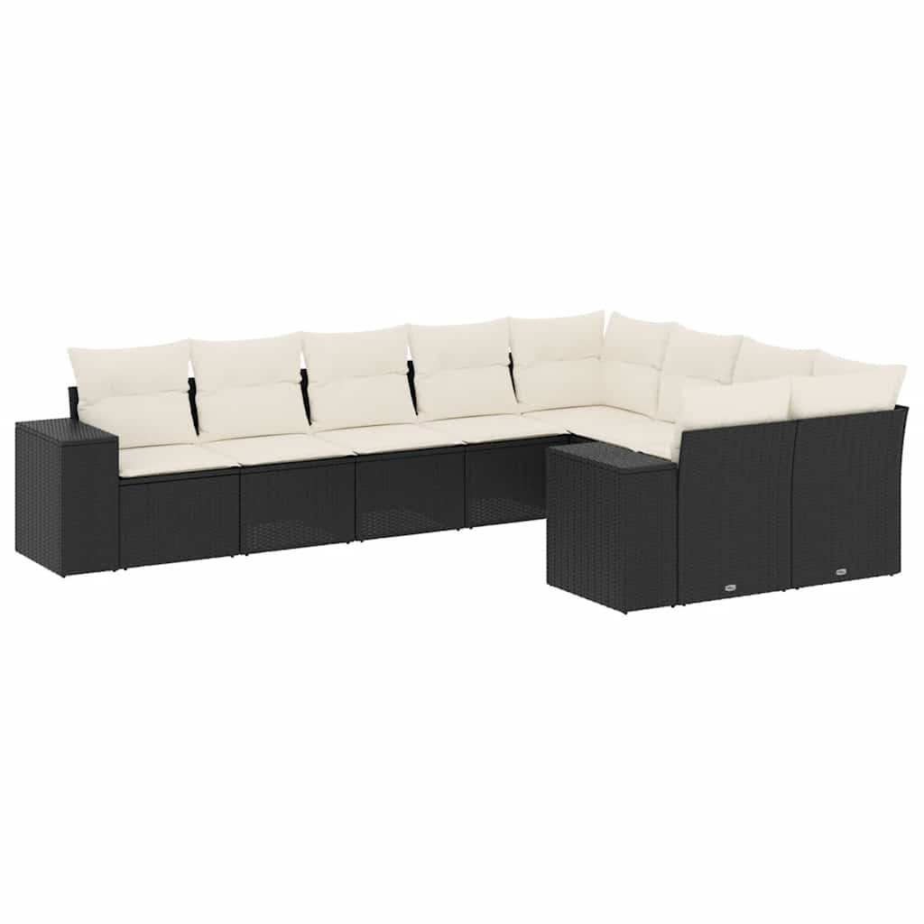 9-dijelni set vrtnih sofa s jastucima crni od poliratana