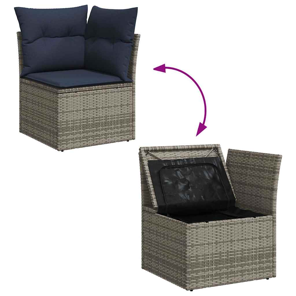 4-dijelni set vrtnih sofa od poliratana s jastucima sivi