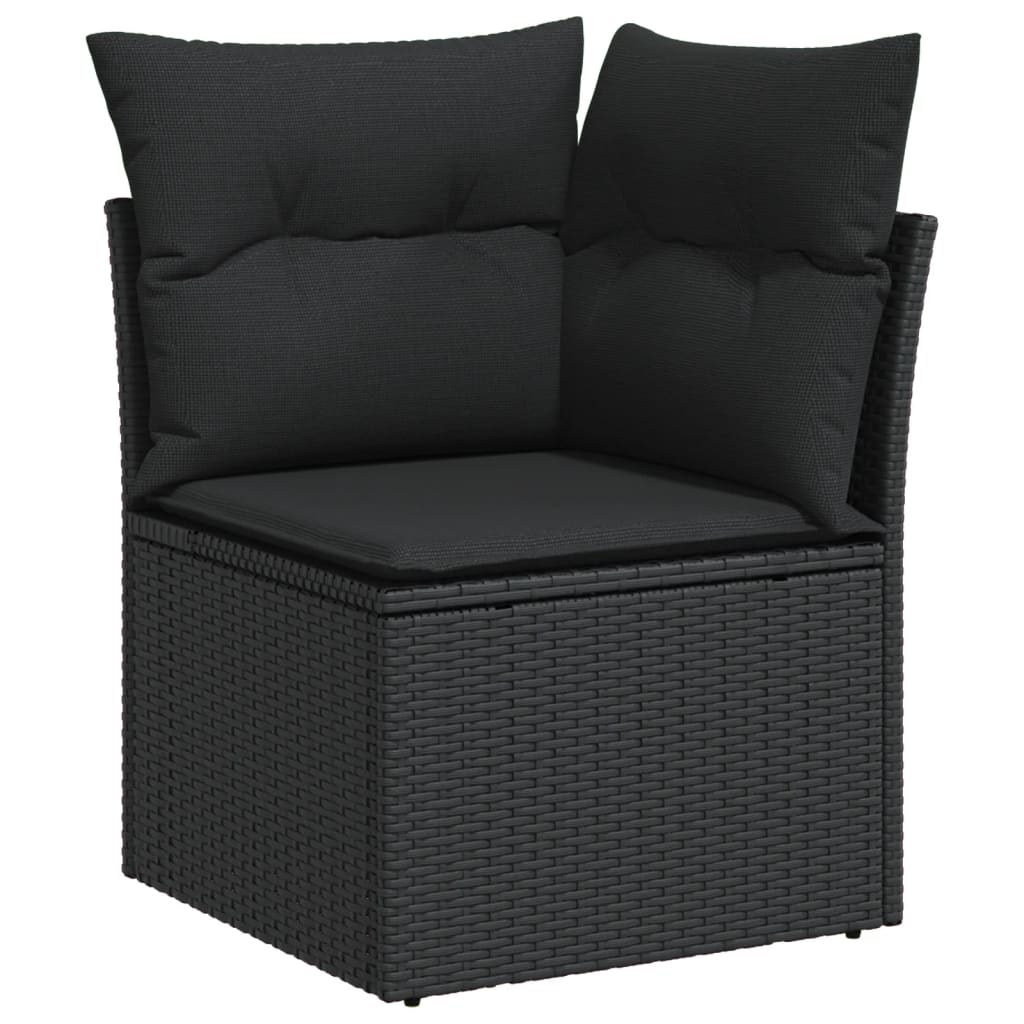 7-dijelni set vrtnih sofa od poliratana s jastucima crni