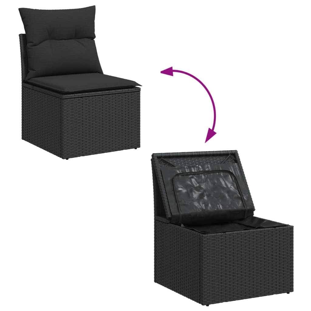 7-dijelni set vrtnih sofa od poliratana s jastucima crni