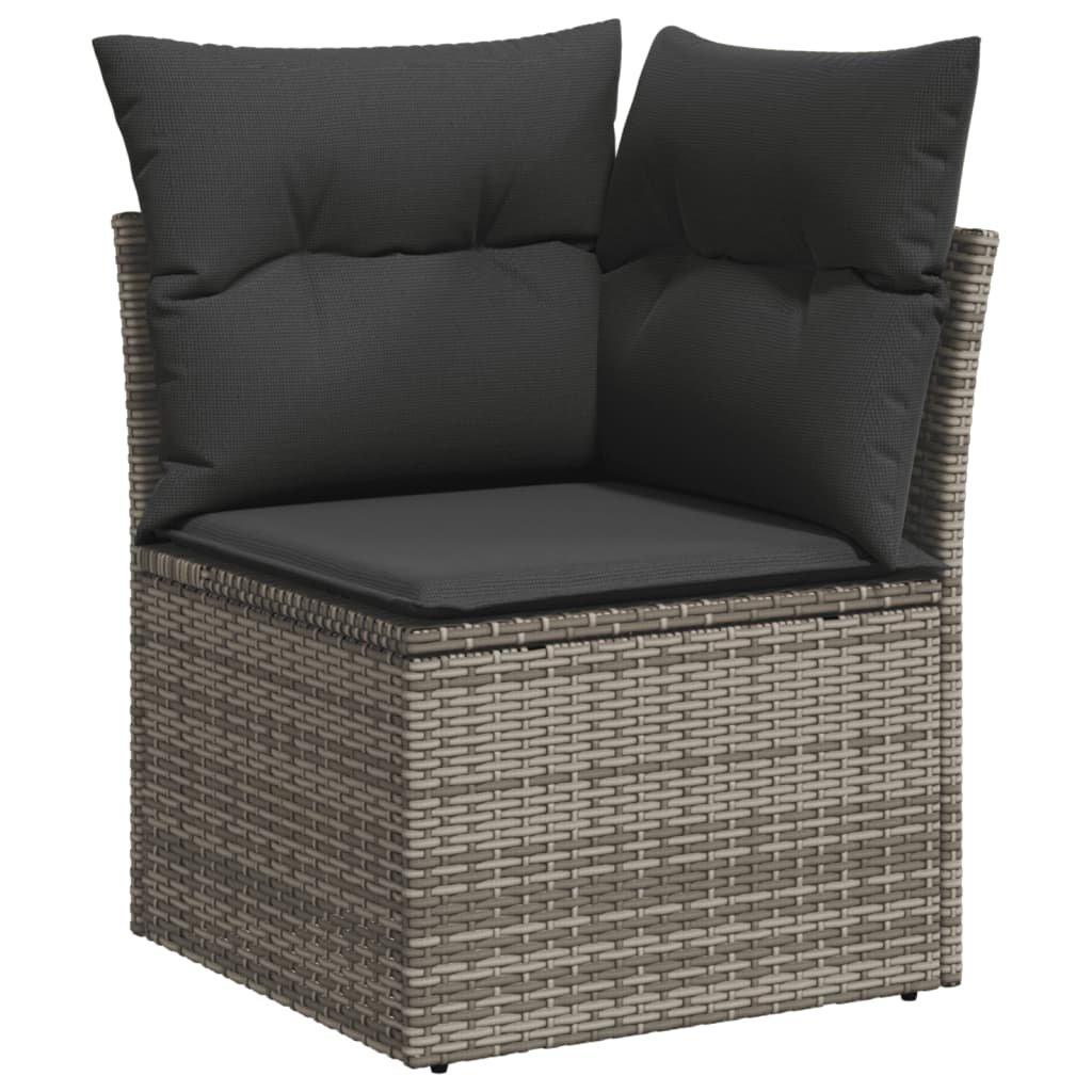8-dijelni set vrtnih sofa od poliratana s jastucima sivi