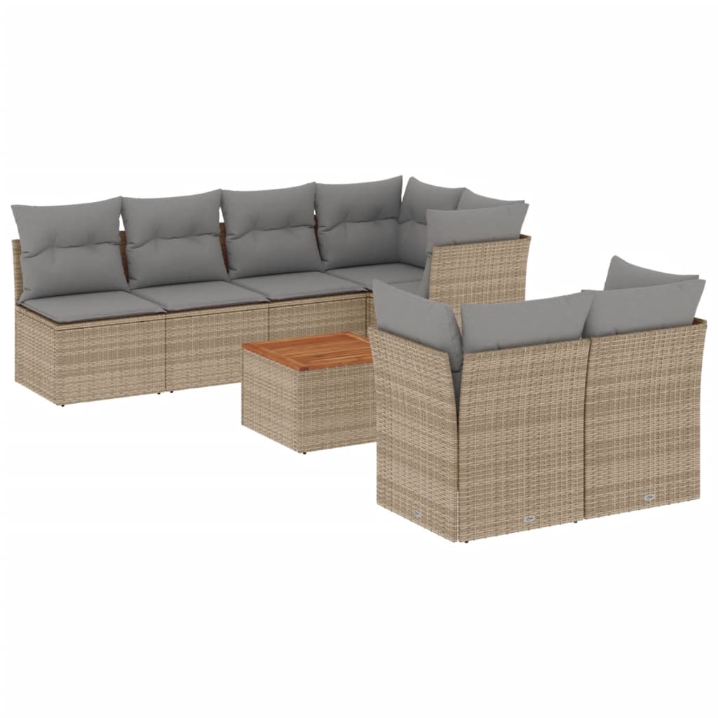 8-dijelni set vrtnih sofa s jastucima bež od poliratana