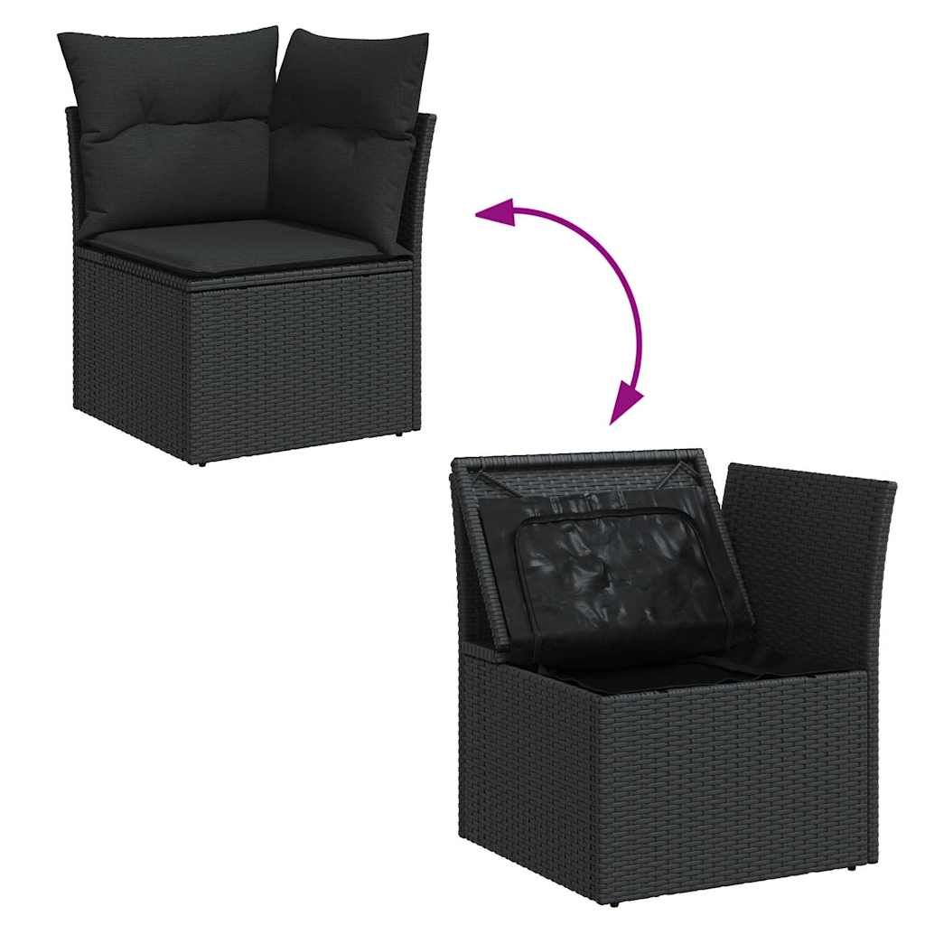 7-dijelni set vrtnih sofa od poliratana s jastucima crni