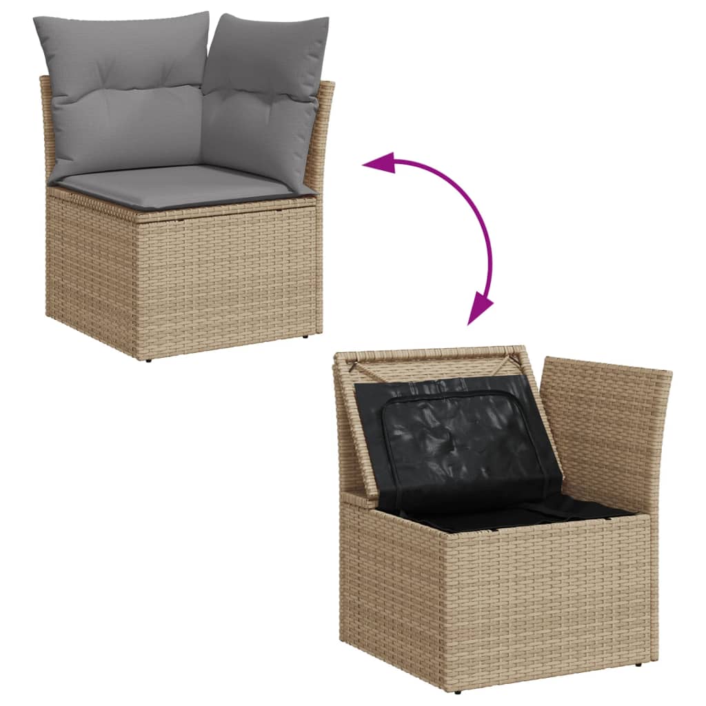 8-dijelni set vrtnih sofa s jastucima bež od poliratana